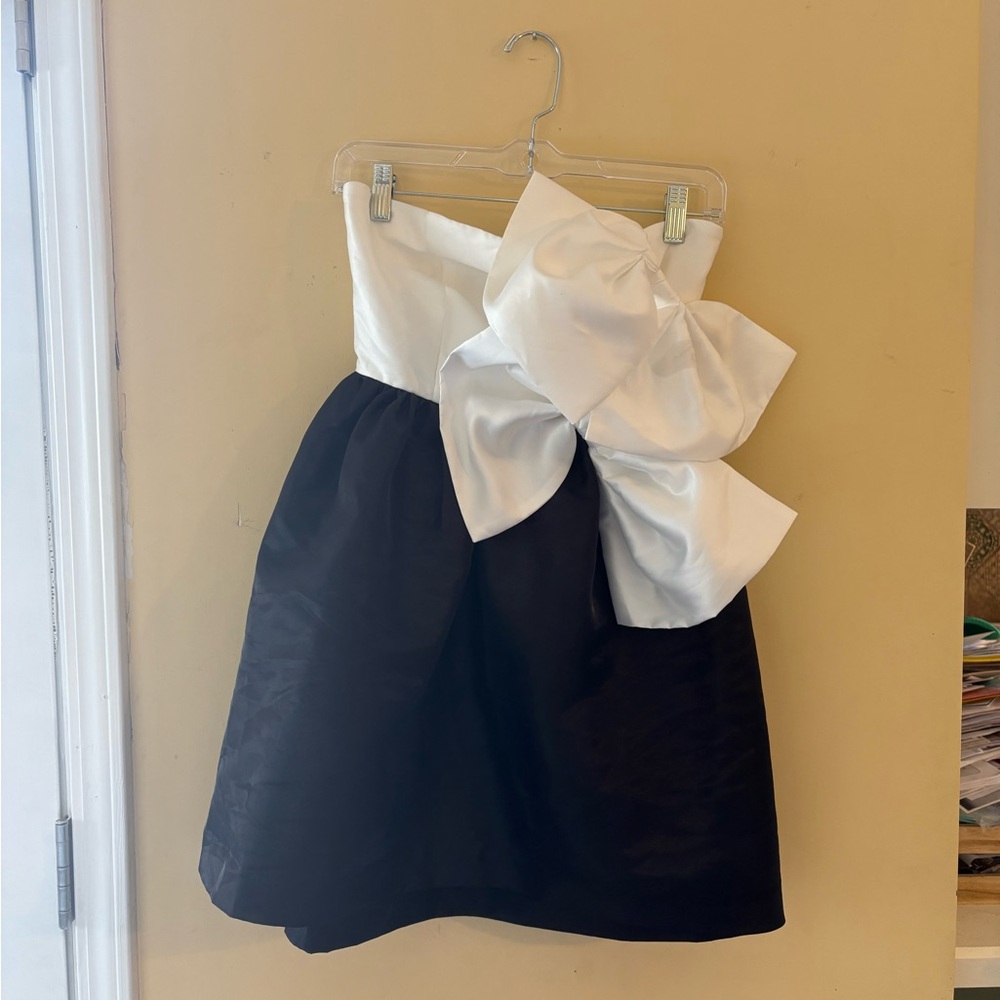 Anthropologie Black and White Strapless A-Line Dress